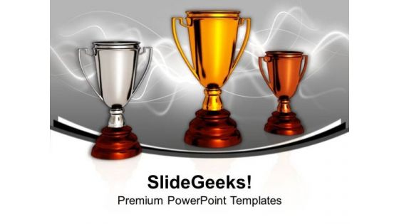 Award Winner Trophies Success Sports PowerPoint Templates Ppt Backgrounds For Slides 0313