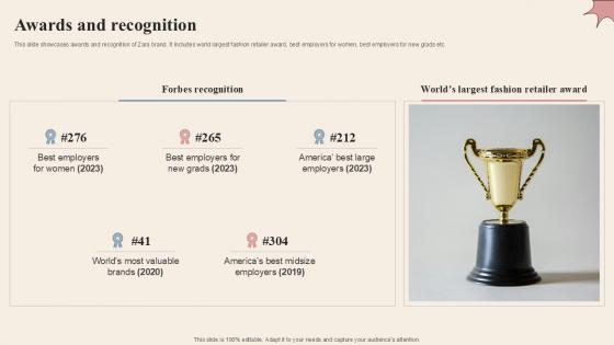 Awards And Recognition Branded Clothing Company Profile PPT Example CP SS V Awards And Recognition Branded Clothing Company Profile PPT Example CP SS V