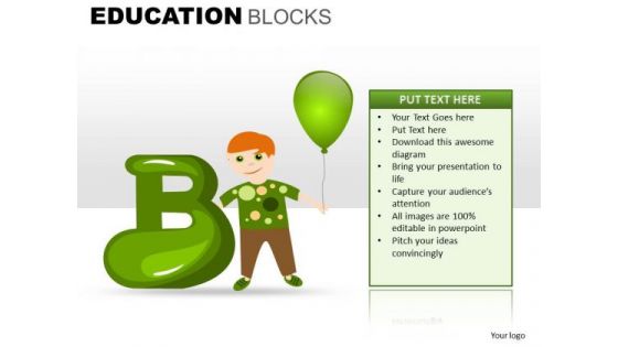 B For Balloon School PowerPoint Templaes Ppt Slides