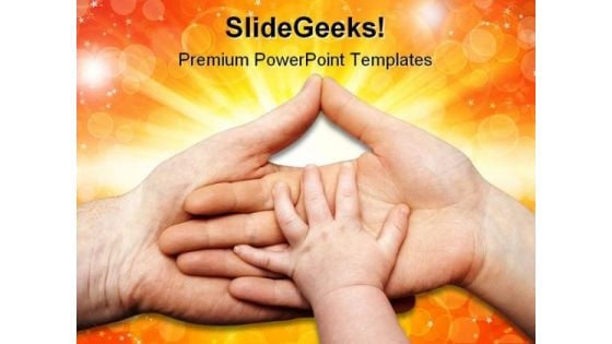 Baby Hand Holding Family PowerPoint Template 0810 Baby Hand Holding Family PowerPoint Template 0810