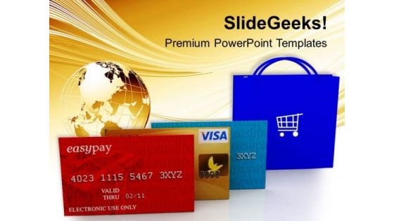 Bag For Shopping With Credit Cards Lifestyle PowerPoint Templates Ppt Backgrounds For Slides 0313