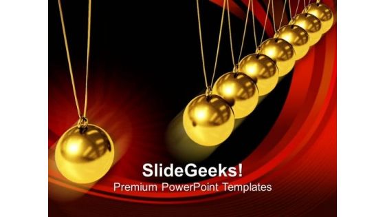 Balancing Balls Newton Cradle Golden PowerPoint Templates And PowerPoint Themes 1012