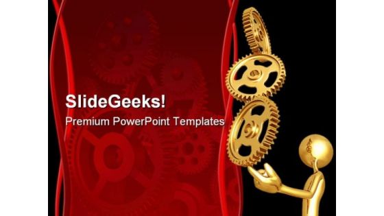 Balancing Golden Gears Business PowerPoint Themes And PowerPoint Slides 0511