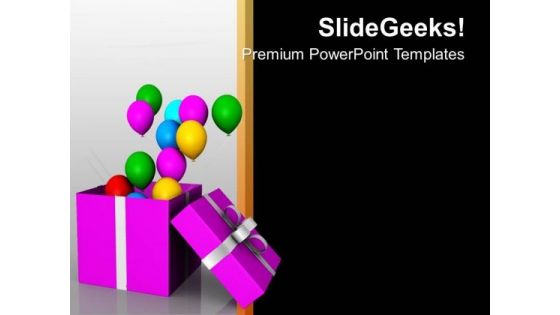 Balloons Coming Out Of Open Box Symbol PowerPoint Templates Ppt Backgrounds For Slides 0113