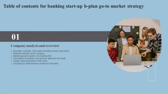 Banking Start Up B Plan Go To Market Strategy Table Of Contents Infographics Pdf