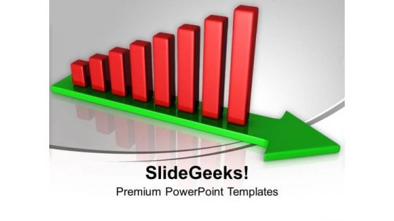 Bar Graph On Green Arrow Growth PowerPoint Templates Ppt Backgrounds For Slides 0213