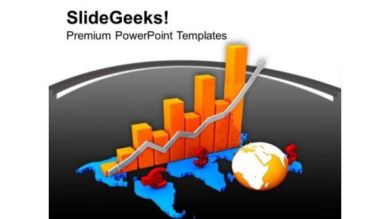 Bar Graph Showing Fluctuation In World Economy PowerPoint Templates Ppt Backgrounds For Slides 0313