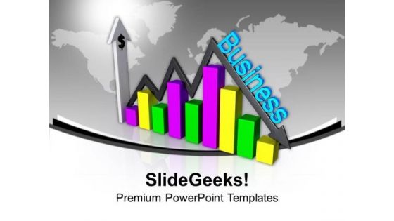 Bar Graph With Arrow Business Growth PowerPoint Templates Ppt Backgrounds For Slides 0413