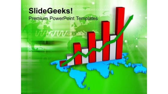 Bar Graph With Global Growth PowerPoint Templates Ppt Backgrounds For Slides 0413