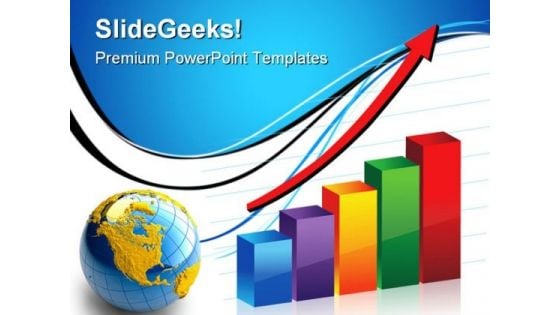 Bar Graph With Globe Business PowerPoint Templates And PowerPoint Backgrounds 1211