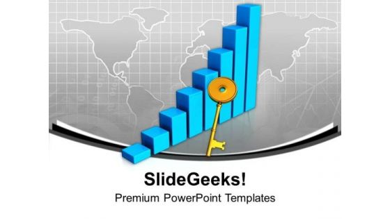 Bar Graph With Gloden Key For Success PowerPoint Templates Ppt Backgrounds For Slides 0413