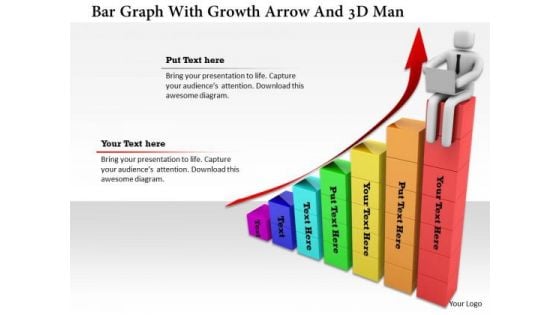 Bar Graph With Growth Arrow And 3d Man