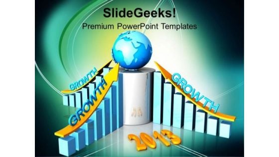 Bar Graph With Growth Arrow Global Business PowerPoint Templates Ppt Backgrounds For Slides 1112