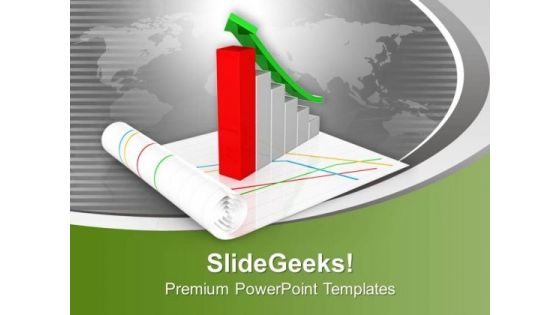 Bar Graph With Growth Arrow PowerPoint Templates Ppt Backgrounds For Slides 0413