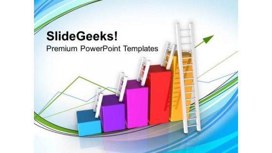 Bar Graph With Ladder Statistical Business PowerPoint Templates Ppt Backgrounds For Slides 0213