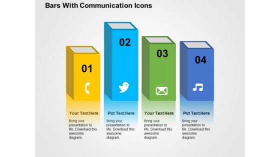 Bars With Communication Icons PowerPoint Template