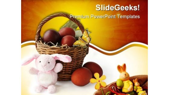 Basket With Easter Eggs Festival PowerPoint Templates And PowerPoint Backgrounds 0111