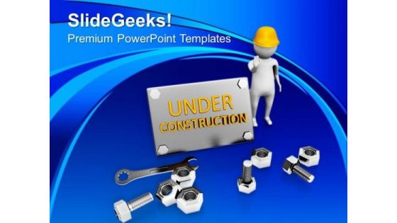 Be Aware At Under Construction Site PowerPoint Templates Ppt Backgrounds For Slides 0813