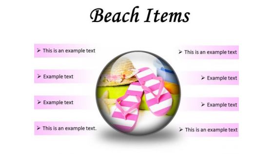 Beach Items Holidays PowerPoint Presentation Slides C