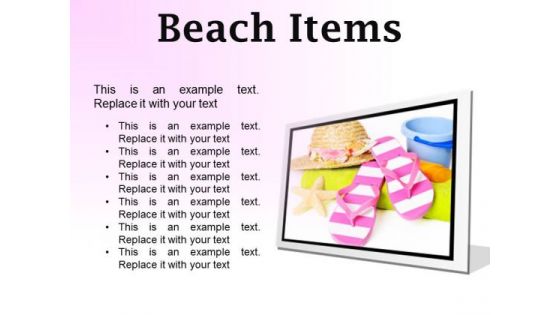 Beach Items Holidays PowerPoint Presentation Slides F