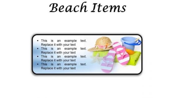 Beach Items Holidays PowerPoint Presentation Slides R