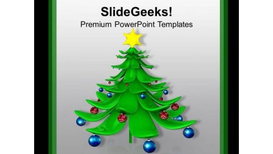 Beautiful Christmas Tree With Balls PowerPoint Templates Ppt Backgrounds For Slides 1212