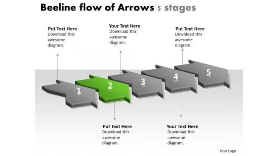 Beeline Flow Of Arrows 5 Stages Best Flowchart Slides PowerPoint