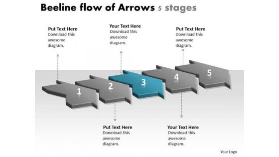 Beeline Flow Of Arrows 5 Stages Create Chart PowerPoint Slides