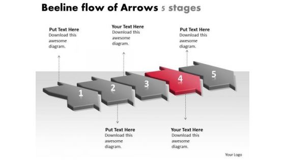 Beeline Flow Of Arrows 5 Stages Process Charts PowerPoint Slides