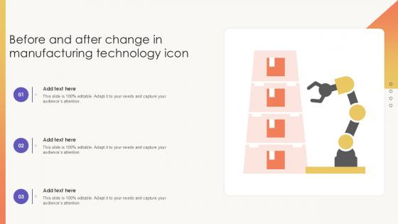 Before And After Change In Manufacturing Technology Icon PPT Sample SS