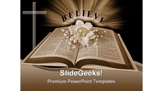 Believe Religion PowerPoint Template 0610