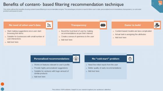 Benefits Of Content Based Filtering Recommendation Technique Demonstration PDF