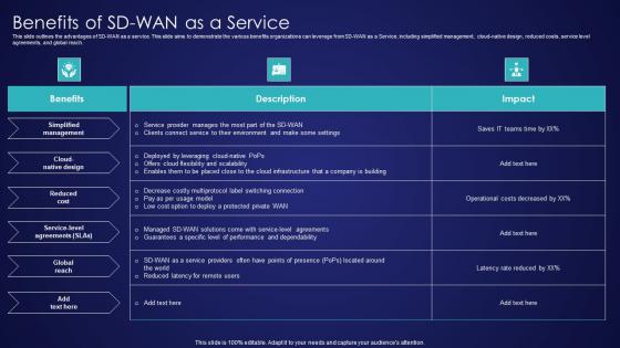 Benefits Of SD Wan As A Service Wide Area Network Services Brochure Pdf