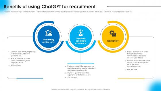 Benefits Of Using ChatGPT For AI Powered Recruitment Enhancing Ppt Sample AI SS V