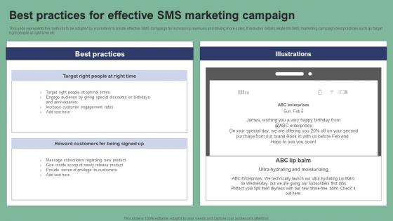 Best Practices For Effective SMS Marketing Campaign Text Message Marketing Strategies Portrait Pdf