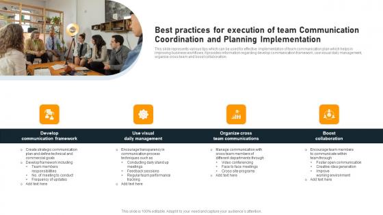 Best Practices For Execution Of Team Communication Coordination And Planning Implementation Slides Pdf