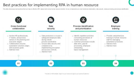 Best Practices For Implementing RPA In Human Resource PPT PowerPoint AI SS V