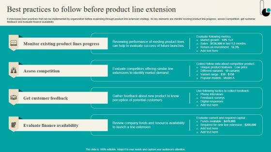 Best Practices To Follow Before Product Line Extension Strategic Marketing Plan Download PDF