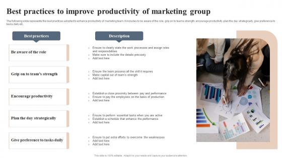 Best Practices To Improve Productivity Of Marketing Group Pictures Pdf