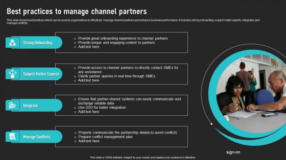 Best Practices To Manage Channel Partners Cooperative Sales Tactics Formats Pdf