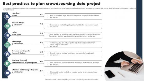 Best Practices To Plan Crowdsourcing Data Project Icons Pdf
