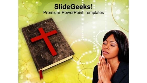 Bible And A Cross Worship Christianity PowerPoint Templates Ppt Backgrounds For Slides 1212