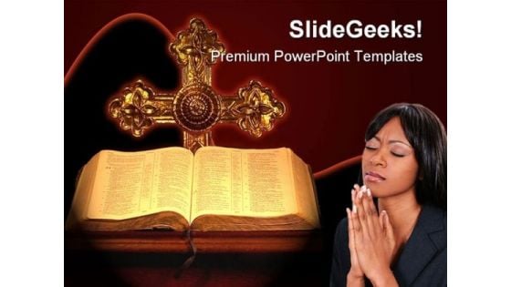 Bible Cross Religion PowerPoint Template 0610