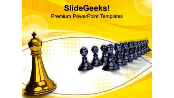 Big King In Front Pawns Game PowerPoint Templates And PowerPoint Themes 0712