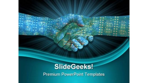 Binary Handshake Business PowerPoint Templates And PowerPoint Backgrounds 0511