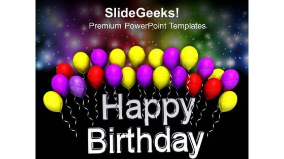 Birthday Time Party Time With Balloons PowerPoint Templates Ppt Backgrounds For Slides 0413