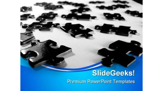 Black Puzzle Pieces Business PowerPoint Templates And PowerPoint Backgrounds 0711