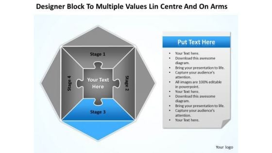 Block To Multiple Values Lin Centre And On Arms Ppt Business Plan Template PowerPoint Slides