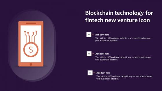 Blockchain Technology For Fintech New Venture Icon Designs Pdf