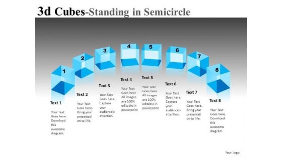 Blocks Arranged In Semicircle PowerPoint Templates